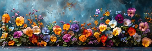 Viola Tricolor Flowers Spring Floral, Banner Image For Website, Background, Desktop Wallpaper