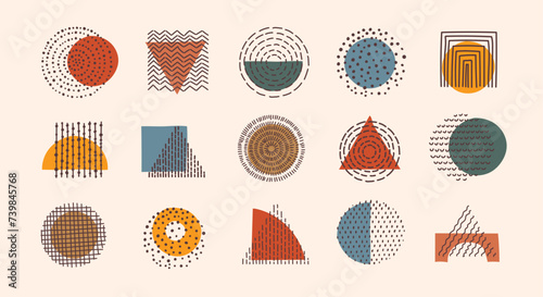Abstract Graphic Elements in Minimal Trendy Style. Hand drawn doodle shapes, spots, drops, curves, lines for creating patterns, Invitations, posters, cards, social media posts
