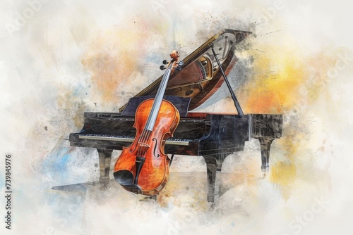 Abstract violin and piano painting wallpaper