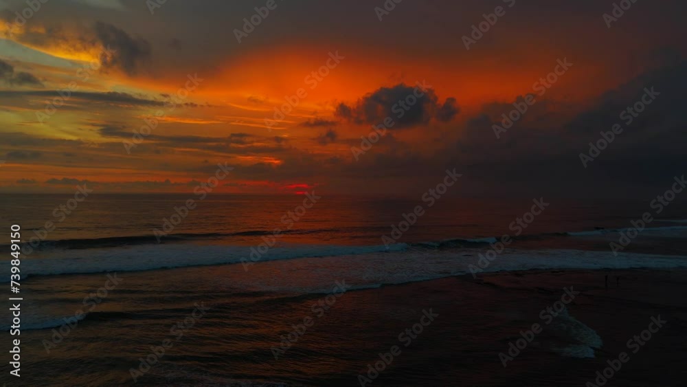 Aerial shot of the most beautiful sunset in Canggu - Bali. Aerial shot of the most beautiful sunset in Canggu - Bali.