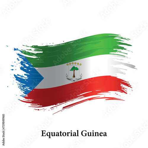 Grunge flag of Equatorial Guinea, brush stroke vector