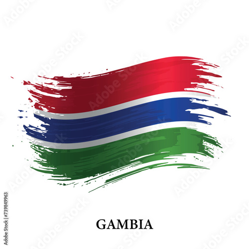 Grunge flag of Gambia, brush stroke vector