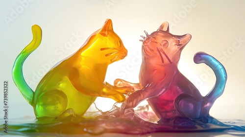Background of colored jelly cats