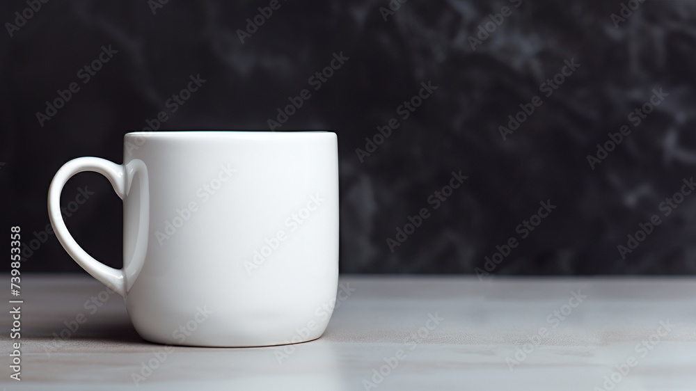 Blank white cup on table and copy space Blank white cup on table and copy space