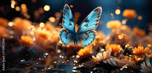 A charming blurr background featuring a cute little butterfly, its delicate wings softly fluttering in the warm sunlight, captured with vivid realism by an HD camera. © Noman