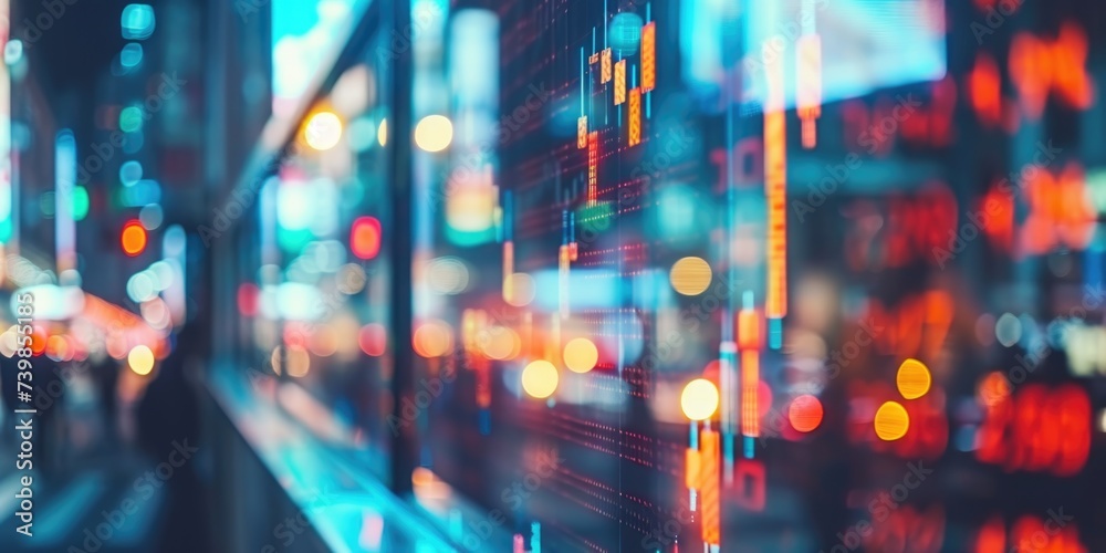 Blurred stock market exchange data on a display. Blurred stock market exchange data on a display.