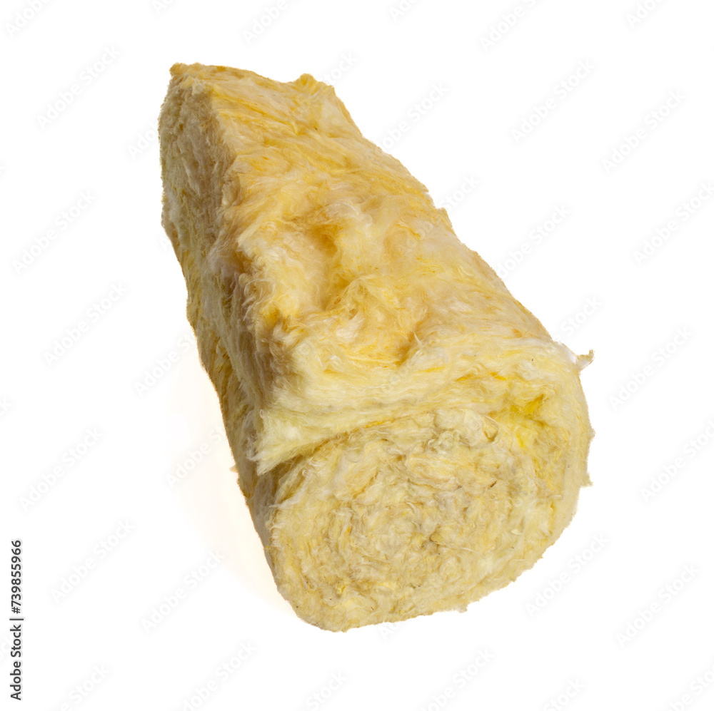 Roll of glass wool batt insulation. Isolated on a white background. Roll of glass wool batt insulation. Isolated on a white background.