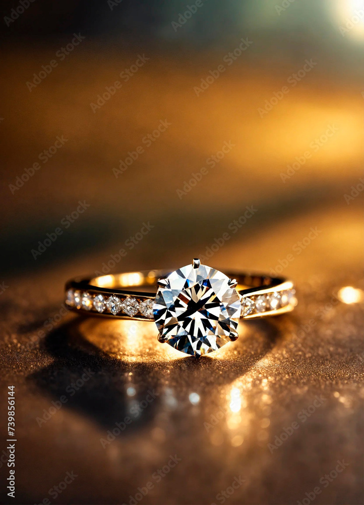 ring with a large diamond. Selective focus. ring with a large diamond. Selective focus.