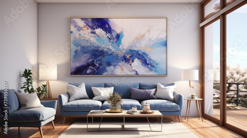 A cobalt blue canvas that appears as a vast, endless sky, creating a sense of boundless space.