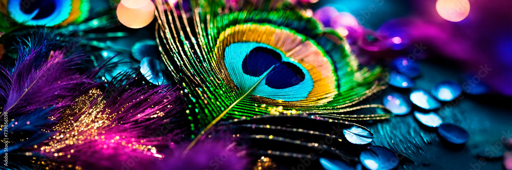 Fototapeta premium beautiful easter background with feathers. Selective focus.