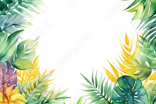 Summer watercolor flowers background theme.