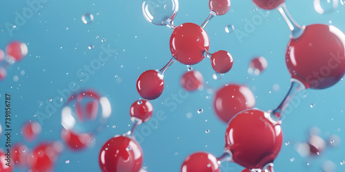 3d illustration of water molecule model. abstract molecular shape, single amino acid molecule. Chemistry medicine education,
