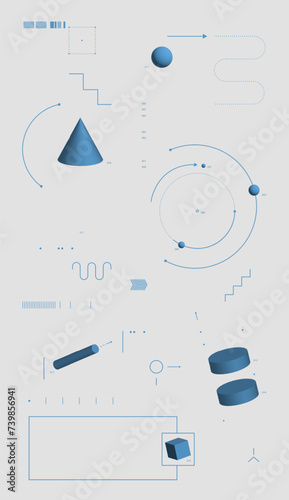 Abstract graphics of diagrams, including different geometric shapes. Modern aesthetics, minimalist art. Educational graphics, motion and diagrams. Vector design for creative cover, poster and ad.