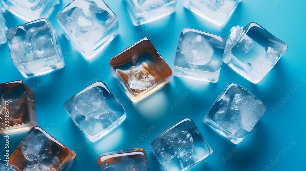 Close-up view of a pile of ice cubes, perfect for adding refreshment to any drink Close-up view of a pile of ice cubes, perfect for adding refreshment to any drink