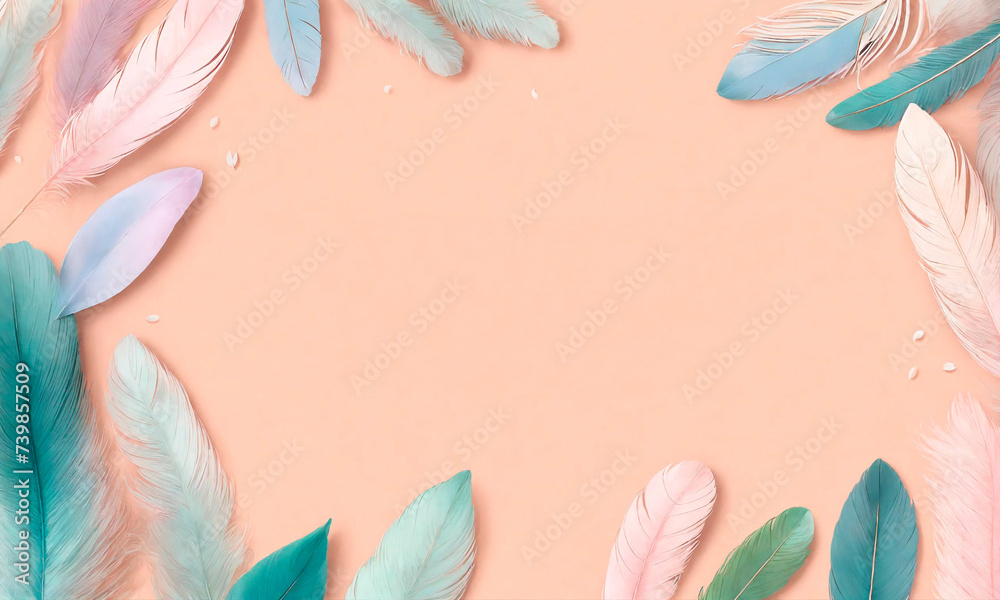 beautiful easter background with feathers. Selective focus. beautiful easter background with feathers. Selective focus.