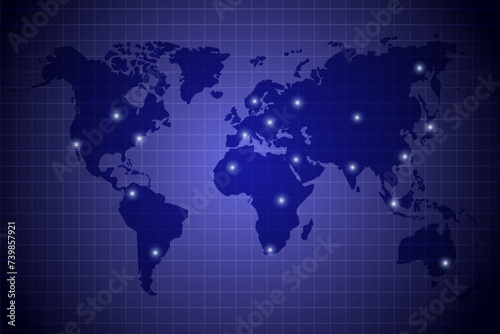 Radar dots of lights over world map vector illustration