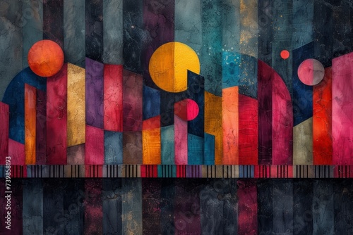 Abstract musical colorful background with watercolor splashes