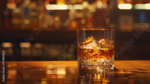Foto A glass of whiskey on the background of a bar