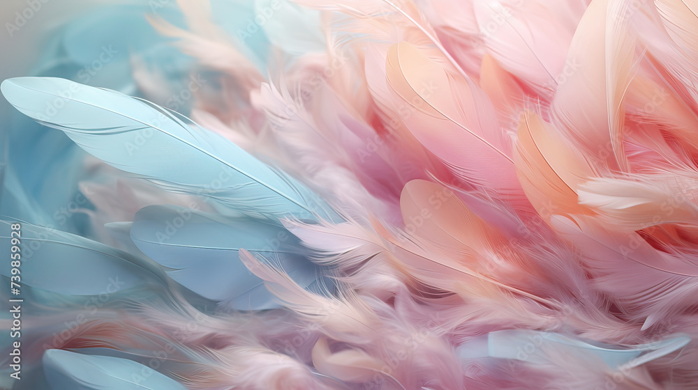 The intricate details of a soft feathers texture background, pastel tones and creative compositions for an elegant touch Ai Generative