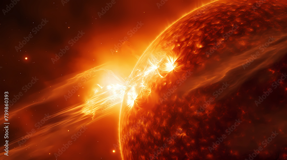 Hot and dynamic activity on the sun's surface, including solar flares and prominences Hot and dynamic activity on the sun's surface, including solar flares and prominences