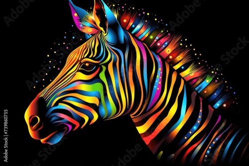 Kaleidoscopic Vision  The Rainbow Zebra s Abstract Elegance - Generative AI