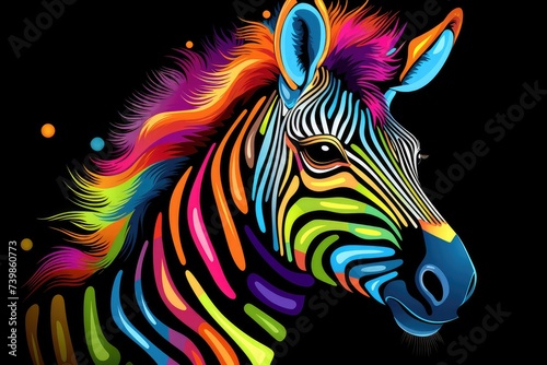 Kaleidoscopic Vision: The Rainbow Zebra's Abstract Elegance - Generative AI