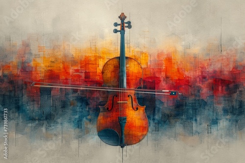 Abstract musical colorful background with watercolor splashes