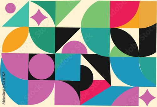 Seamless pattern in neogeo style.Colorful geometric shapes.vector illustration design. eps 10.
 photo