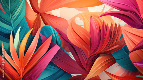 Abstract tropical leaves, innovative design elements to enhance their natural beauty background Ai Generative