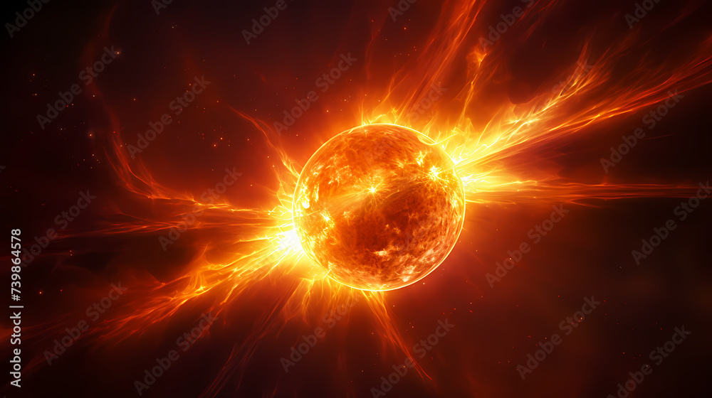 With explosive solar flares on the sun's surface With explosive solar flares on the sun's surface