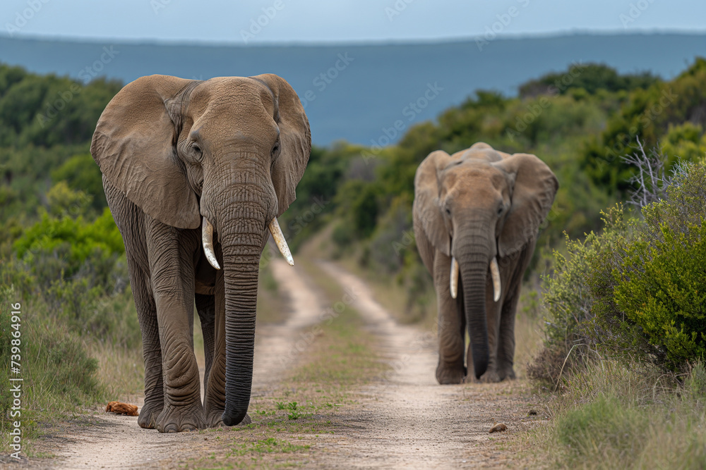 Fototapeta premium African elephants in the national park