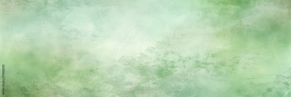 Pastel Green Watercolor Texture. Abstract Vintage Border Design with Faded Beige Center