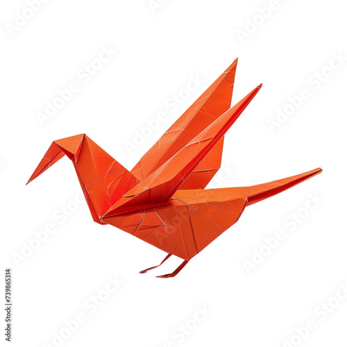 Origami bird paper isolated on transparent, Generative AI