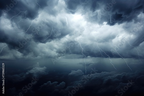 Grey Sky Over Stormy Landscape. Abstract Nature Background with Beautiful Clouds and Thunderstorm