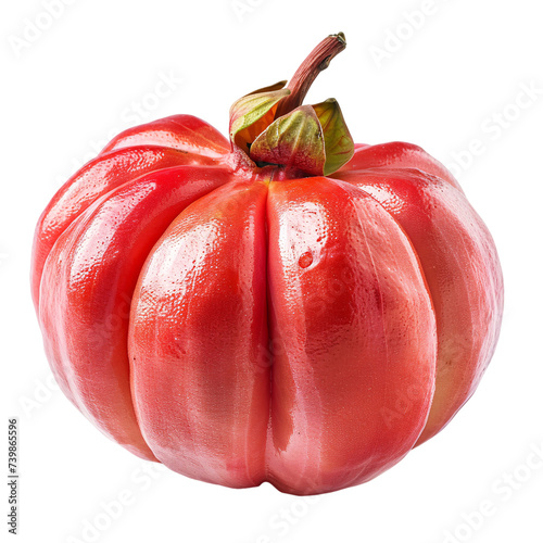 A fresh ripe red garcinia fruit on an isolated background