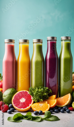 Variety of fresh colorful Smoothies 