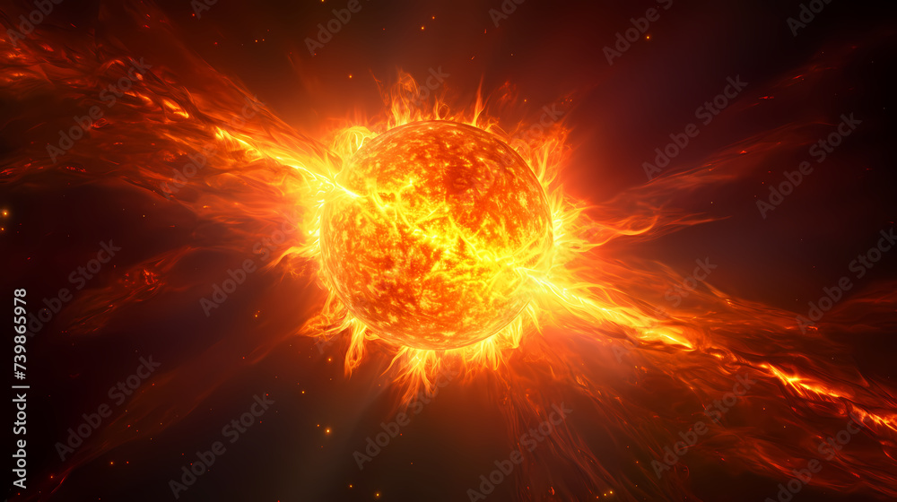With explosive solar flares on the sun's surface With explosive solar flares on the sun's surface