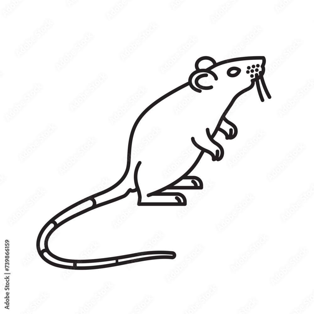 Rat standing on hind legs vector line icon for Rat Day on April 4 Rat standing on hind legs vector line icon for Rat Day on April 4