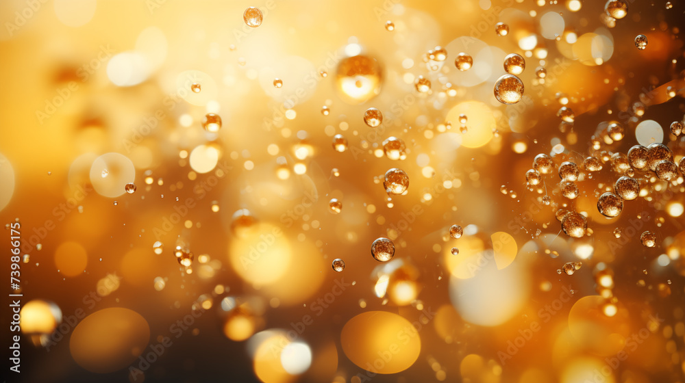 Gold background. Bubbles underwater with bokeh effect. AI generative Gold background. Bubbles underwater with bokeh effect. AI generative
