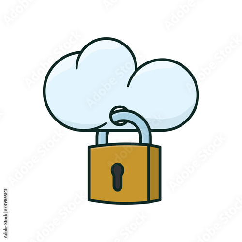 Cloud with padlock isolated vector illustration for World Cloud Security Day on April 3