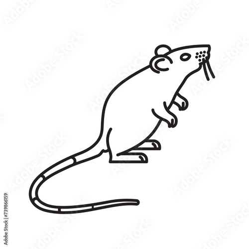 Rat standing on hind legs vector line icon for Rat Day on April 4