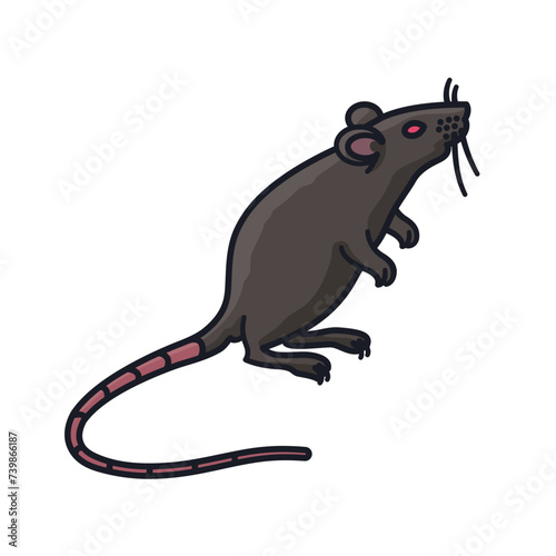 Rat standing on hind legs isolated vector illustration for Rat Day on April 4