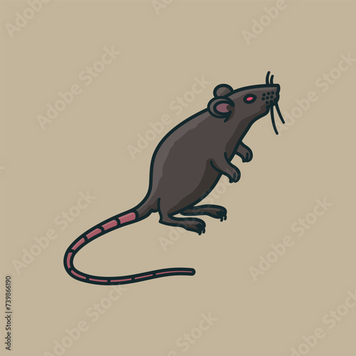 Rat standing on hind legs vector illustration for Rat Day on April 4