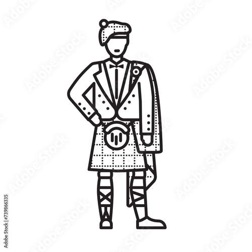Scotsman in traditional costume vector icon for Tartan Day on April 6
