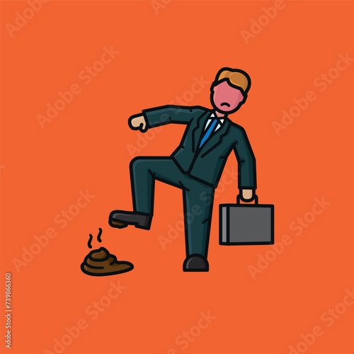 Businessman stepped in dog poo vector illustration for Walk To Work Day on April 5