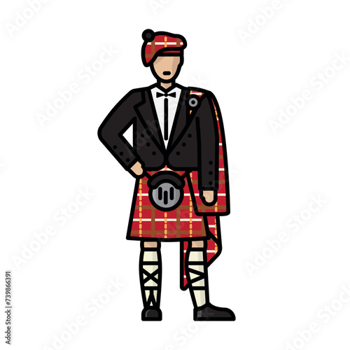 Scotsman in traditional costume isolated vector illustration for Tartan Day on April 6