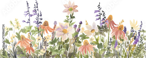 Wildflowers watercolor border