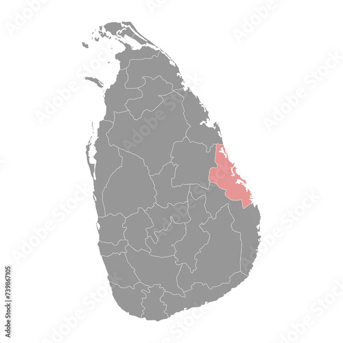 Vászonkép Batticaloa District map, administrative division of Sri Lanka