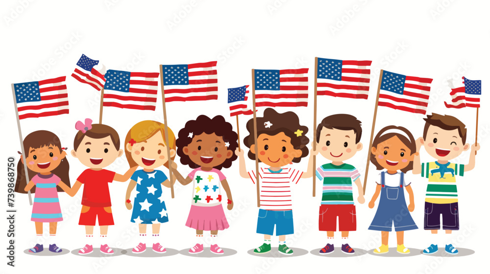 Flat Vector Vector image of a group of children