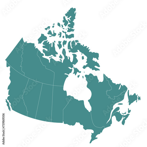 Canada Day Vector Map Vector. Canada map vector. Canada map illustration. Pro Vector. of canada map on white background.
 photo